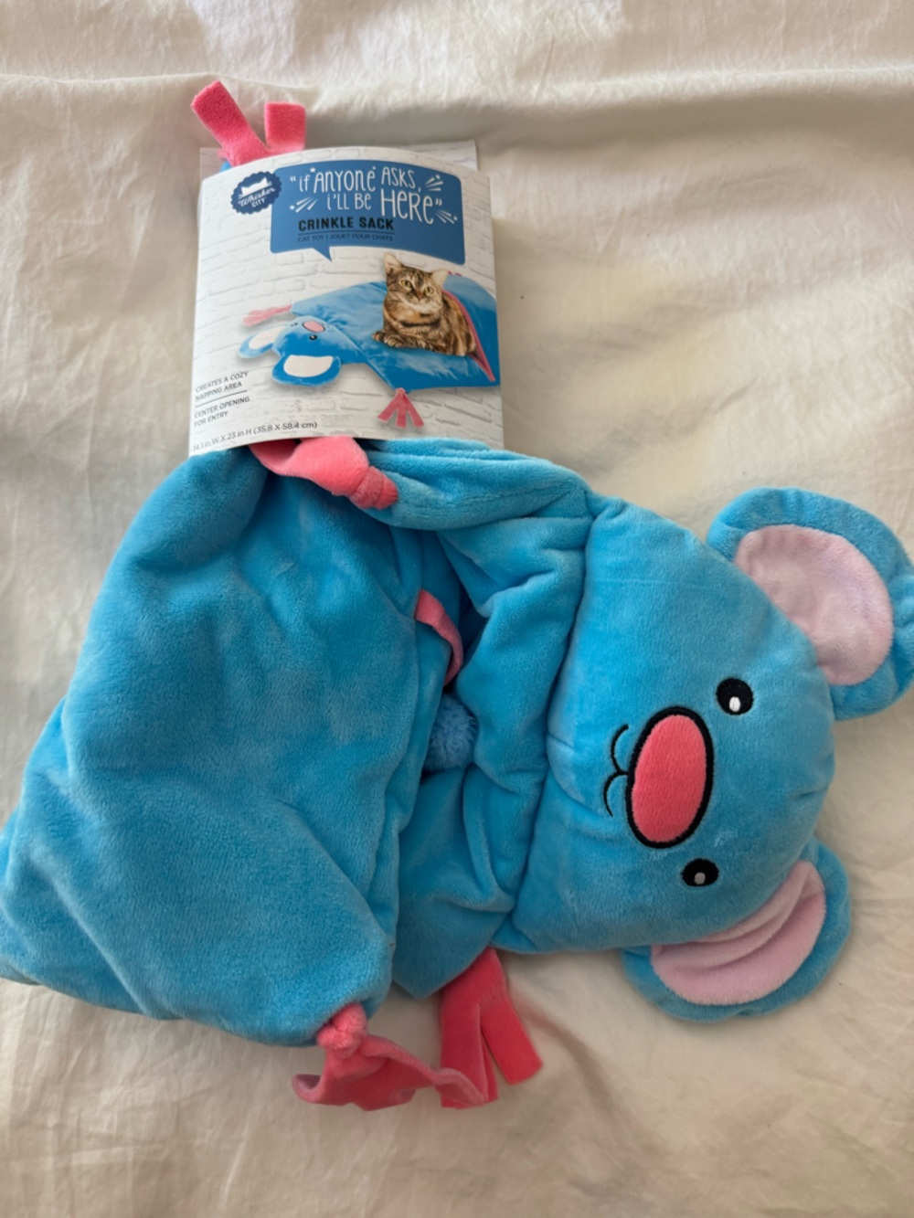 Blue Koala Plush Crinkle Sack for Cats